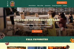 Landing page design for an Attractions and Events Farm Website