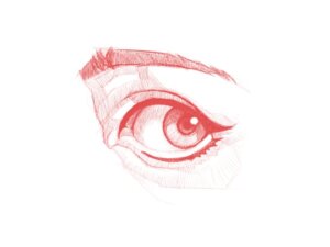 Boceto lineal de un ojo, hecho con Photoshop