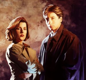 Pintura digital de Scully y Mulder de los Archivos X